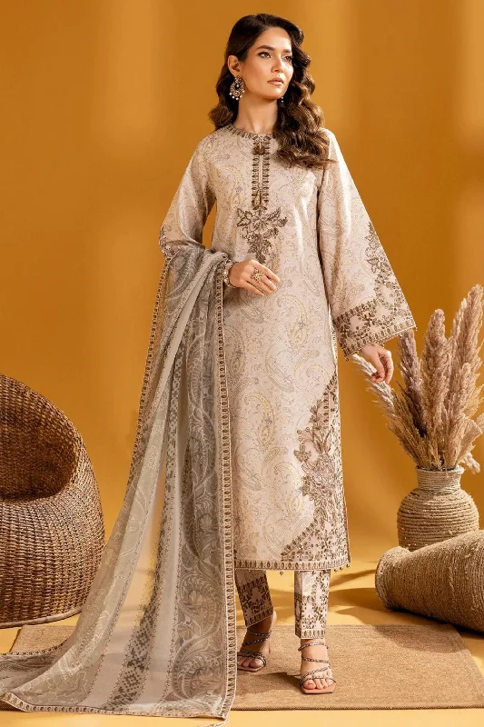 Light Beige Pakistani Lawn 3pc Suit