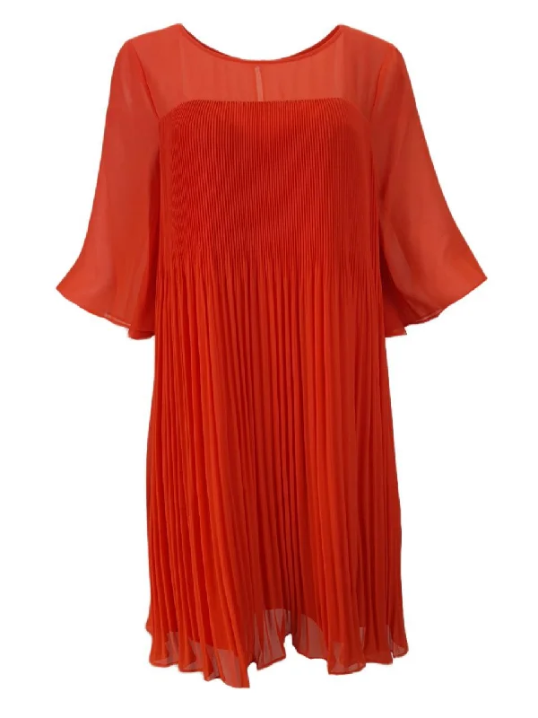 MAEVE Women's Red Sunset Pleated Dress #60218671020 10 NWT