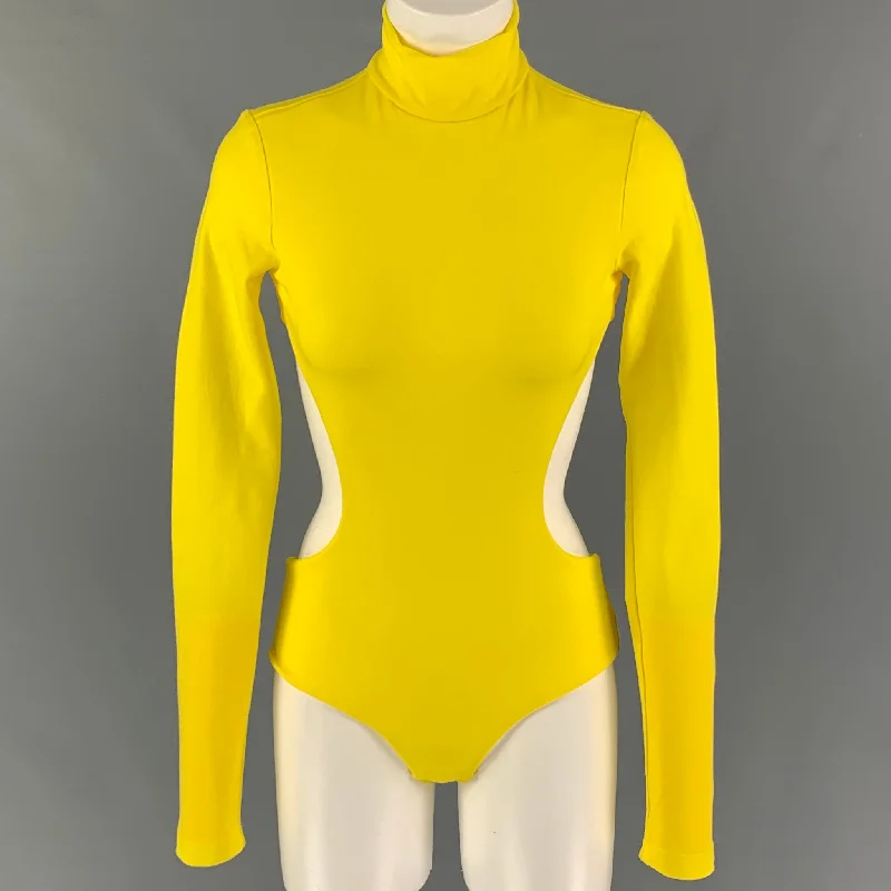 MARC JACOBS Runway 2021 Size XS Yellow Polyester Open Back Body Suit