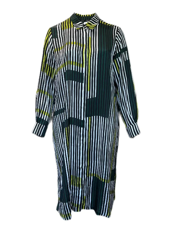 Marina Rinaldi Women's Green Danzica Striped Button Down Dress NWT