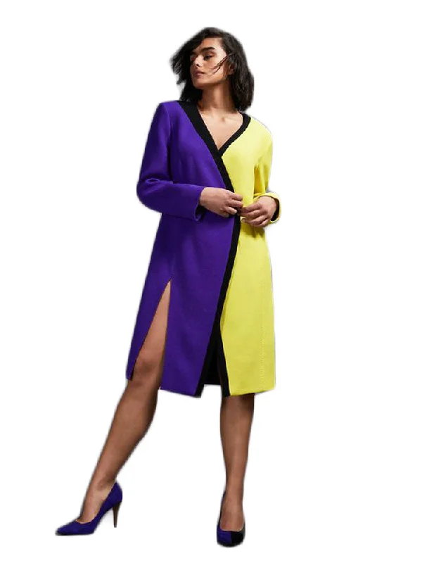 MARINA RINALDI Women's Purple/Yellow Detroit Wrap Dress NEW