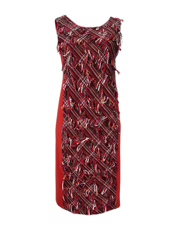 Marina Rinaldi Women's Red Dedicato Sleeeveless Embroidered Shift Dress Sz 12W/21