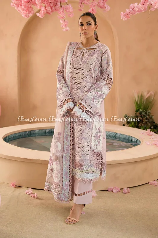 Mauve 3pc Pakistani Lawn Suit