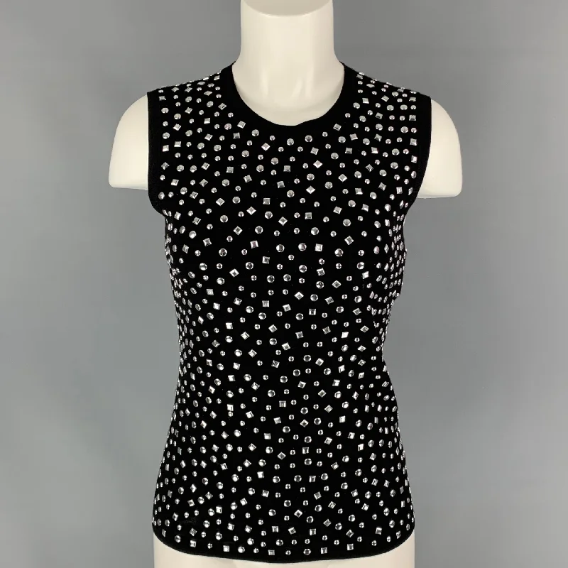 MICHAEL KORS COLLECTION Size M Black Viscose Blend Studded Dress Top