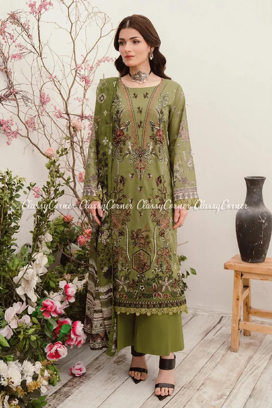 Mint Green Lawn Semi Formal Suit