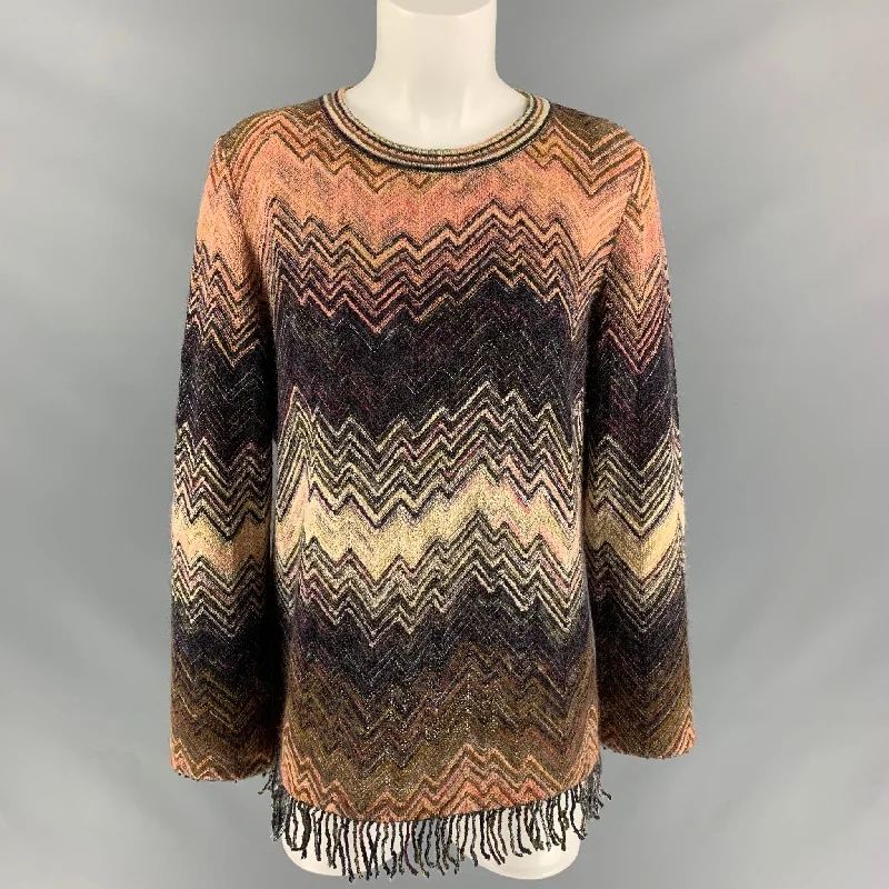 MISSONI Size 10 Multi-Color Wool Blend Knitted Dress Top