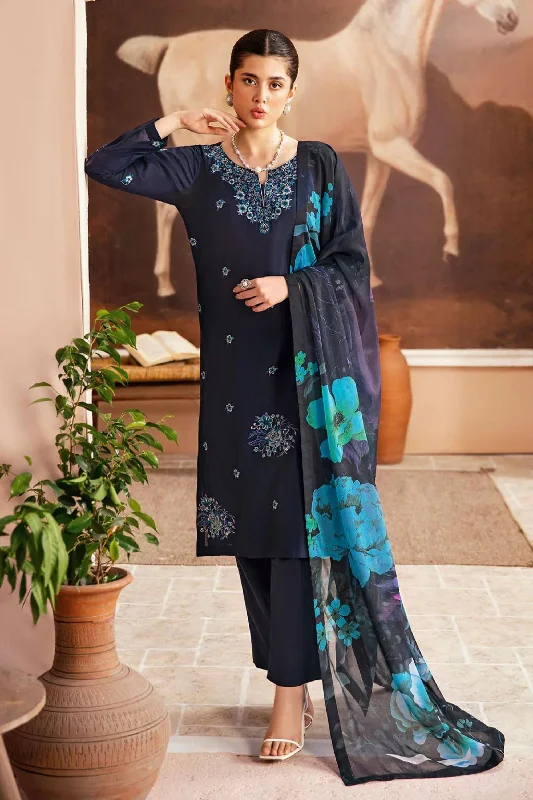 Navy Blue Embroidered Lawn Suit