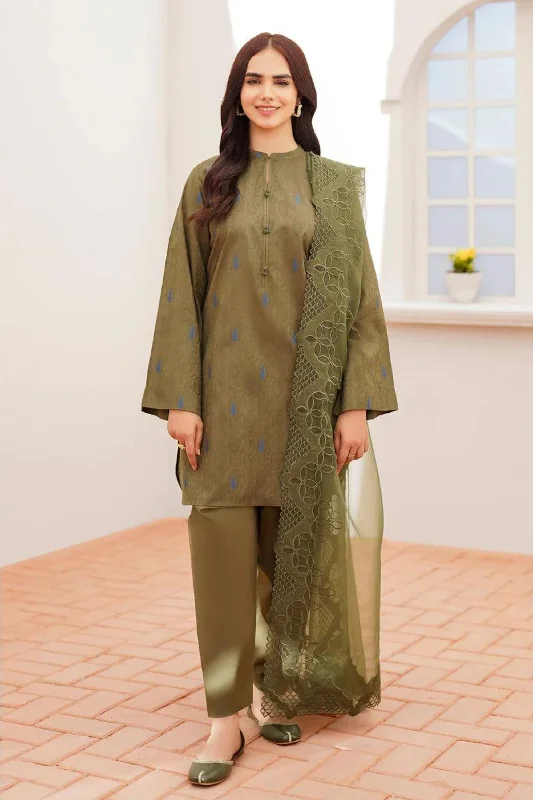 Olive Green Lawn Salwar Kameez