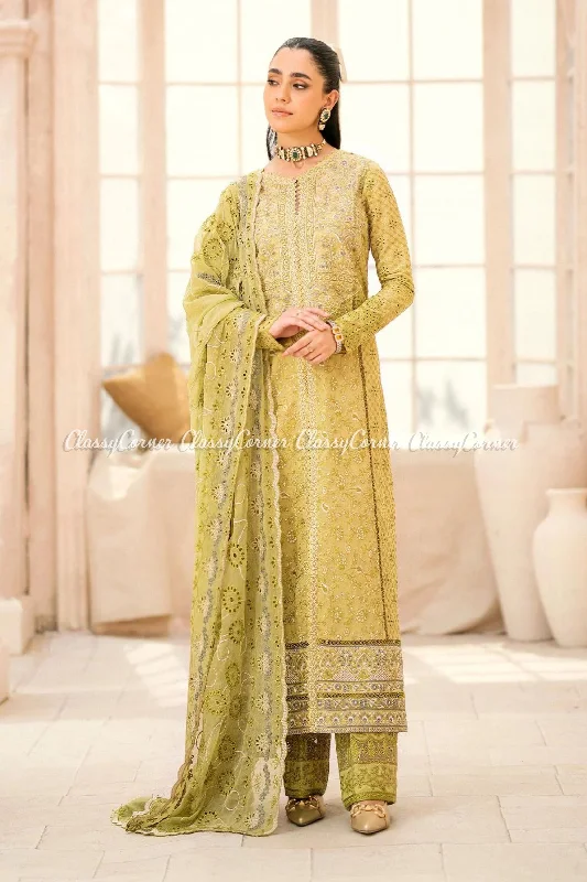 Parrot Green 3pc Lawn Suit