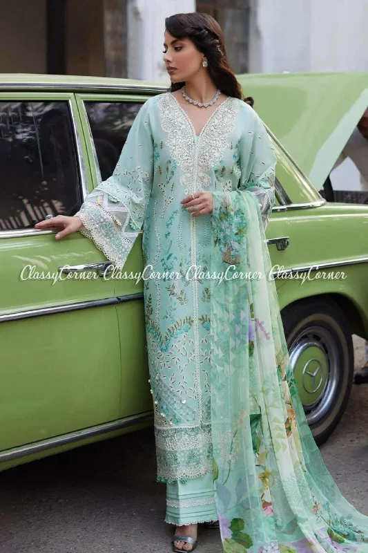 Pastel Green Pakistani Lawn Salwar Kameez