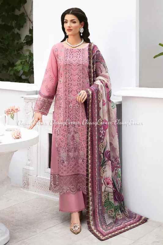 Pink Semi Formal Lawn Suit