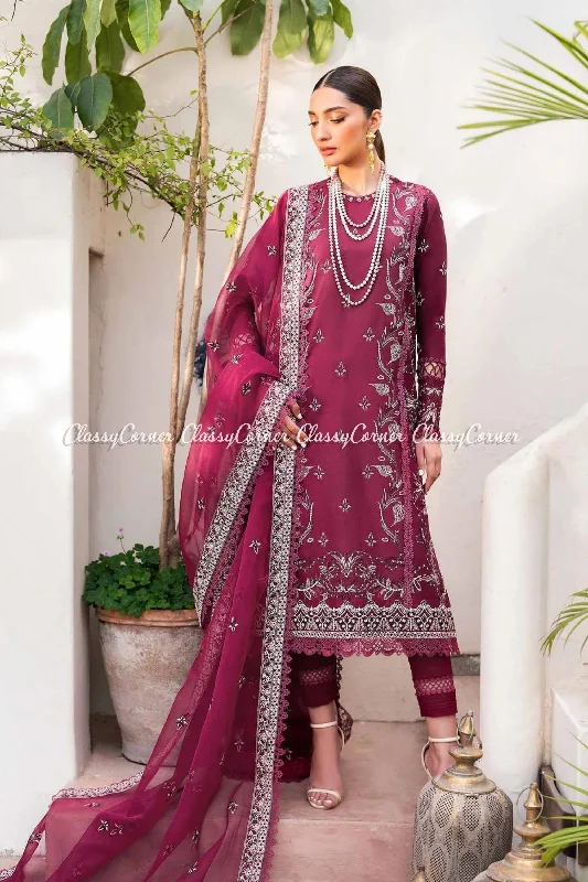 Plum Lawn Embroidered Formal Wear Suit