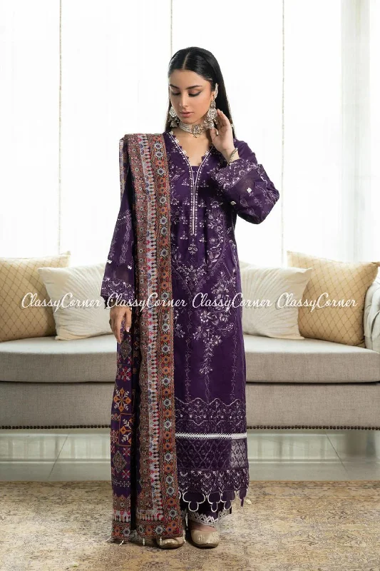 Purple Lawn Formal Wear Salwar Kameez