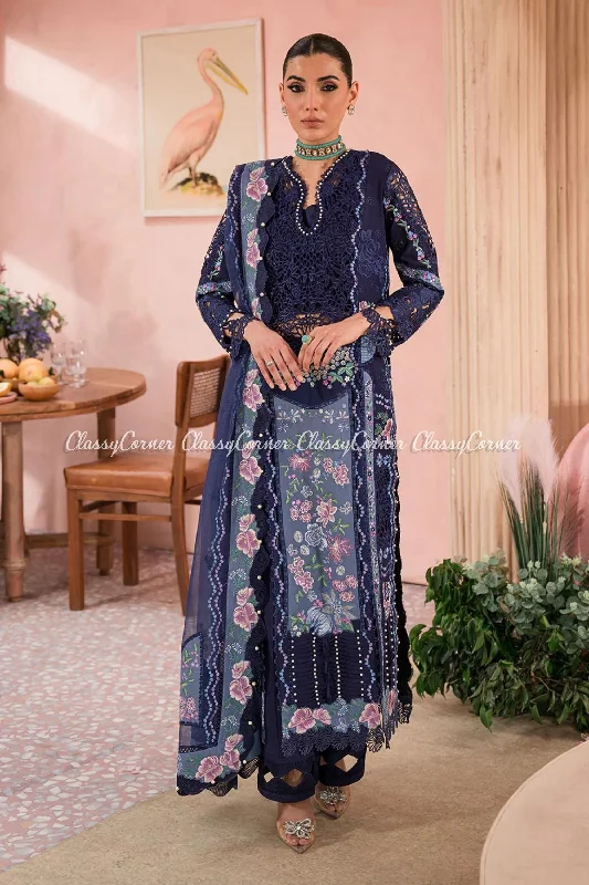 Royal Blue 3pc Lawn Suit