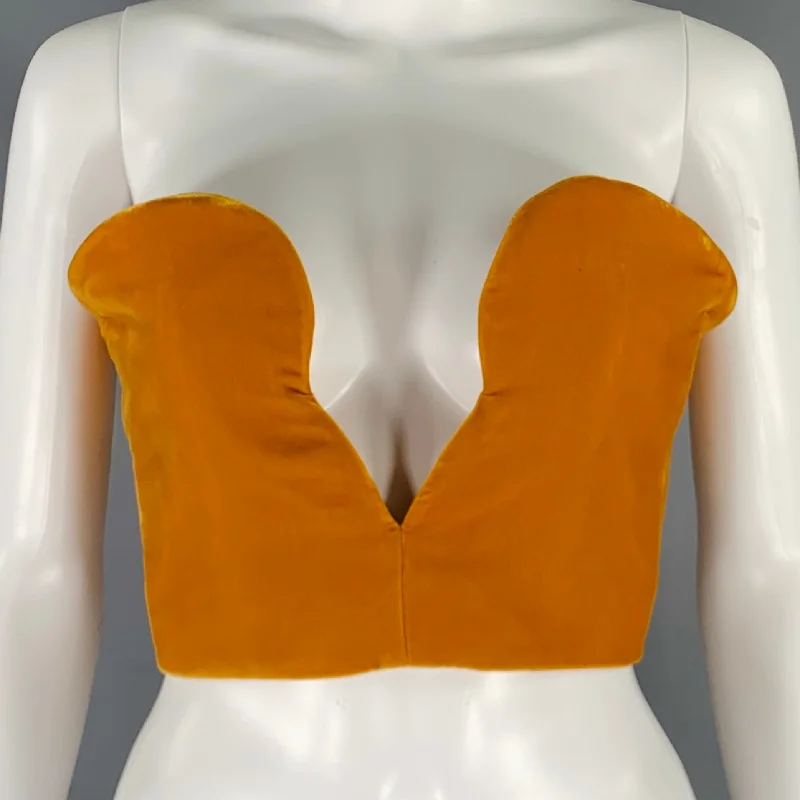 SAINT LAURENT 2021 Size 6 Orange Viscose Blend Corset Dress Top