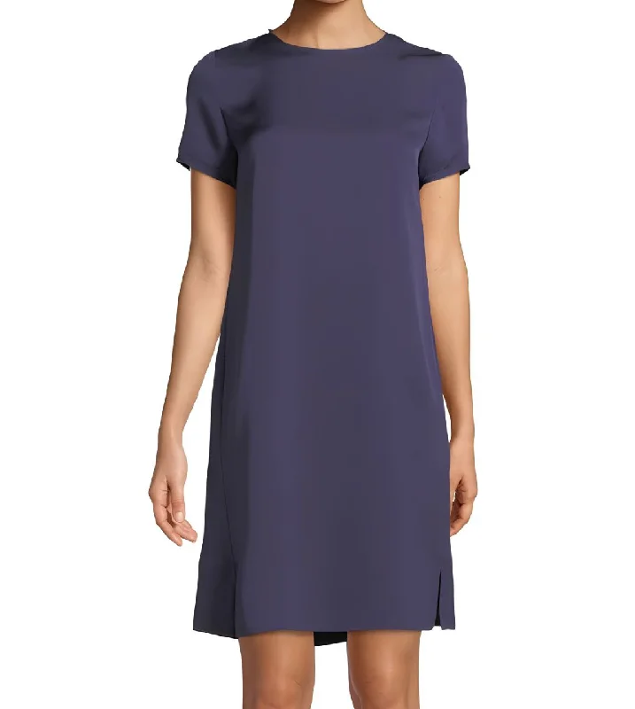 THEORY Women's Purple Plum Silk Shift Modern Tee Dress #I0502605 Small NWT