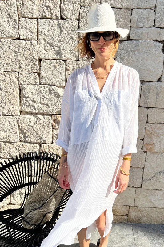 Two New York Caftan Two Pocket Stripe White