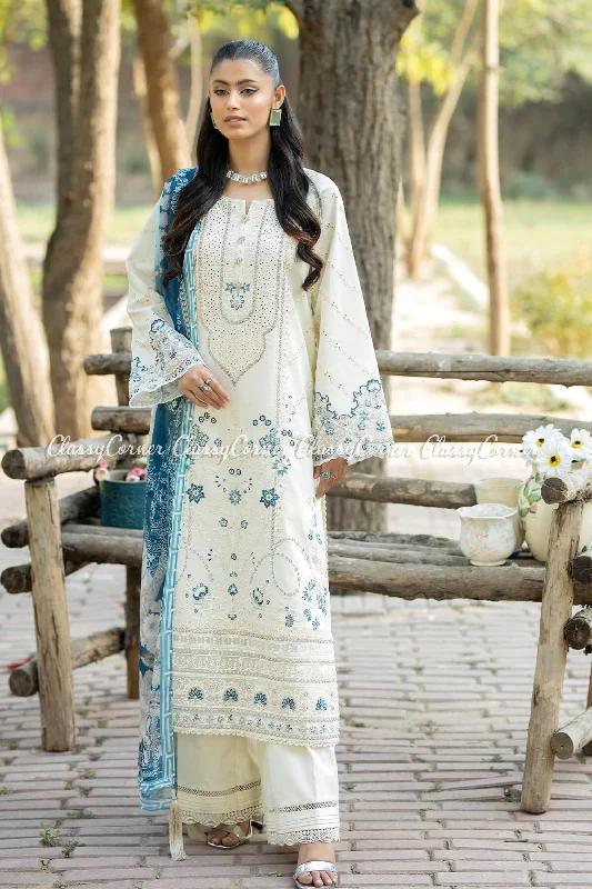 White Lawn Pakistani Suit