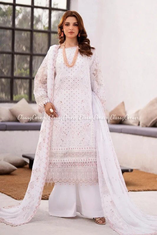 White Pakistani Formal Lawn Suit