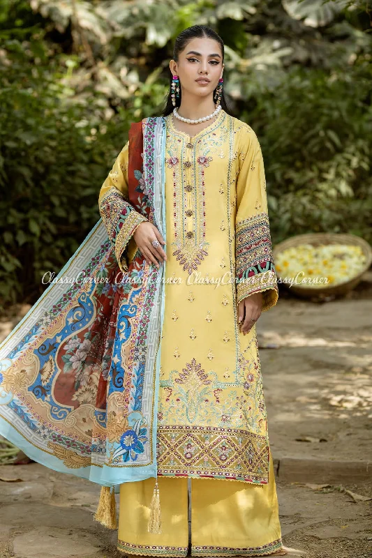 Yellow Multi Lawn Salwar Kameez