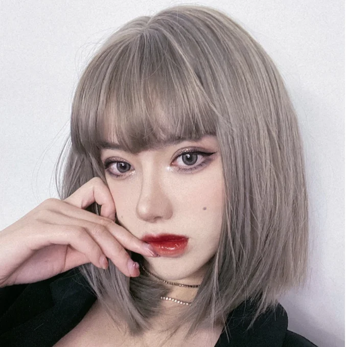 Cute gray short wig yv30368