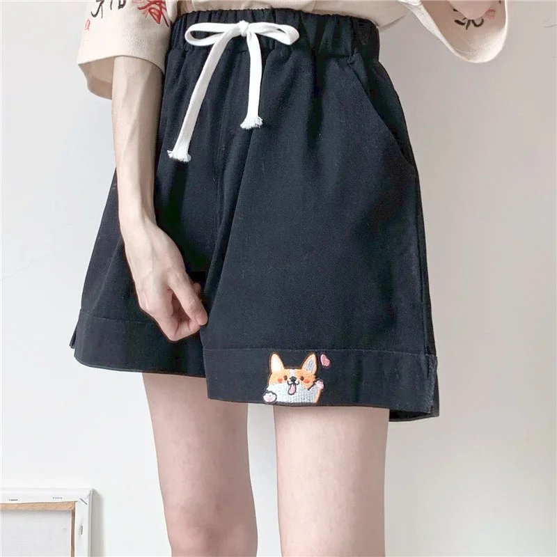 Cute Shiba Inu embroidery shorts YV44513