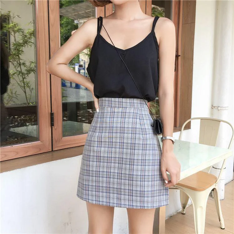 Women High Waist A Line Gothic Mini Skirt