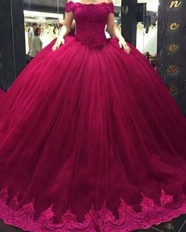 Ball Gown Off The Shoulder Dresses Lace Appliques