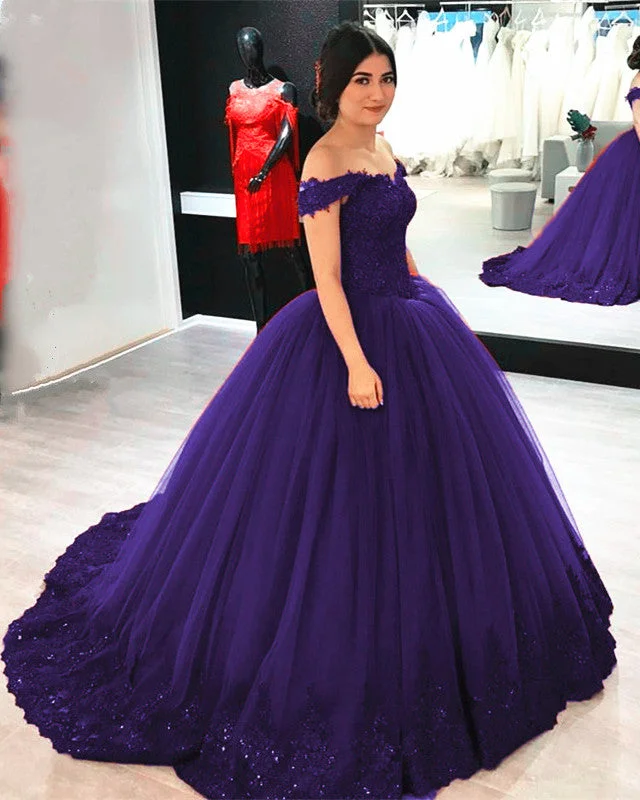 Elegant Quinceanera Dresses Lace Off Shoulder Ball Gown