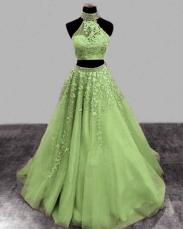 Two Piece Quinceanera Dresses Lace Embroidery Ball Gown