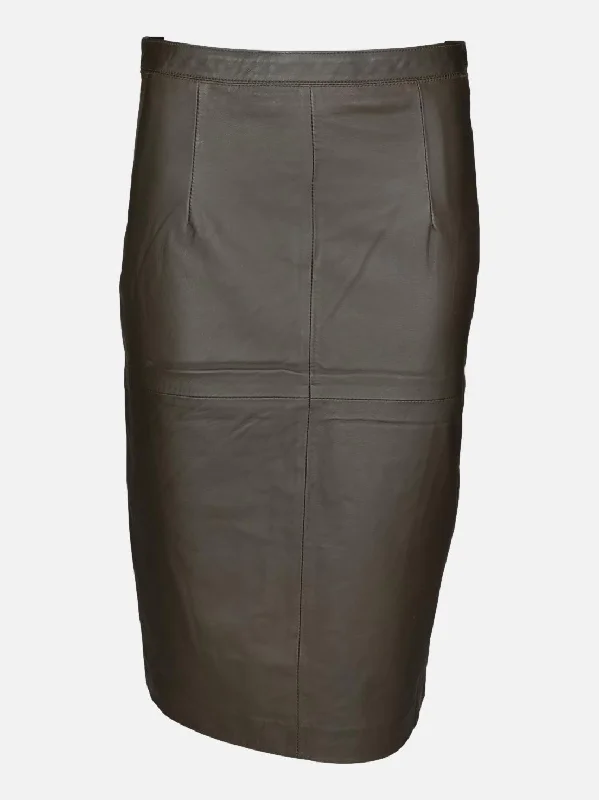 Alondra Skirt - Lamb Plonge Leather - Women - Khaki