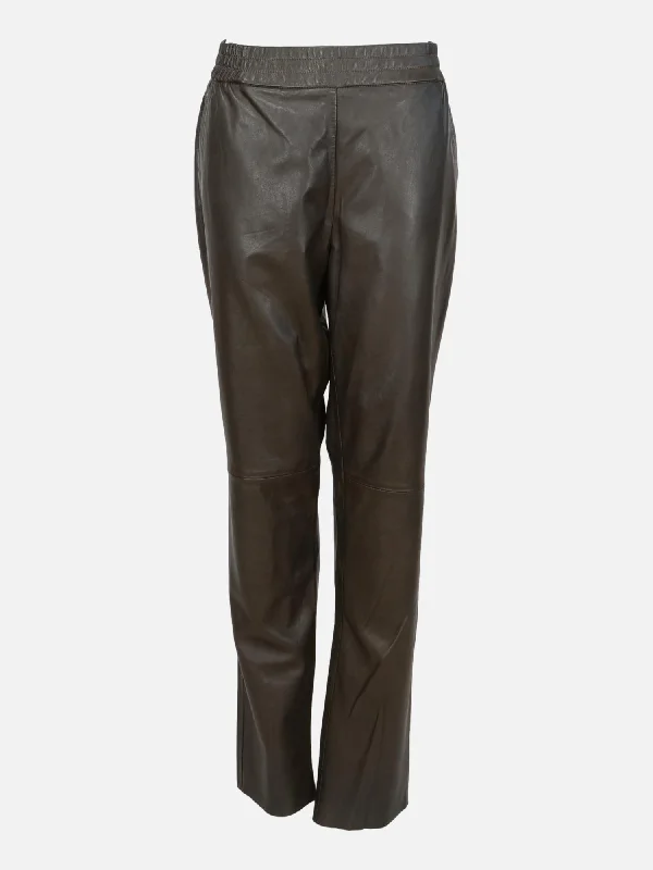 Antonia Trousers - Lamb Plonge Leather - Women - Khaki