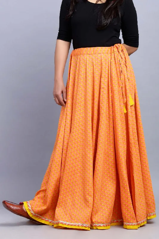 Cotton Printed Maxi Flared Skirt