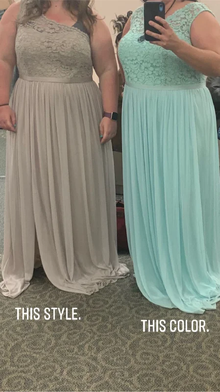 David's Bridal Long one shoulder lace