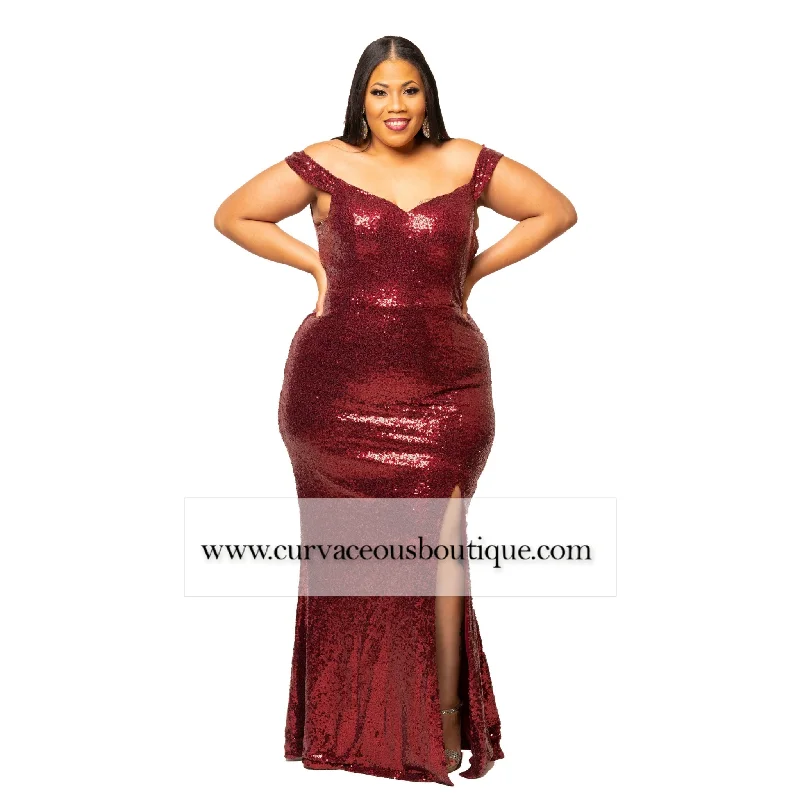 Burgundy Joseline Sequin Gown