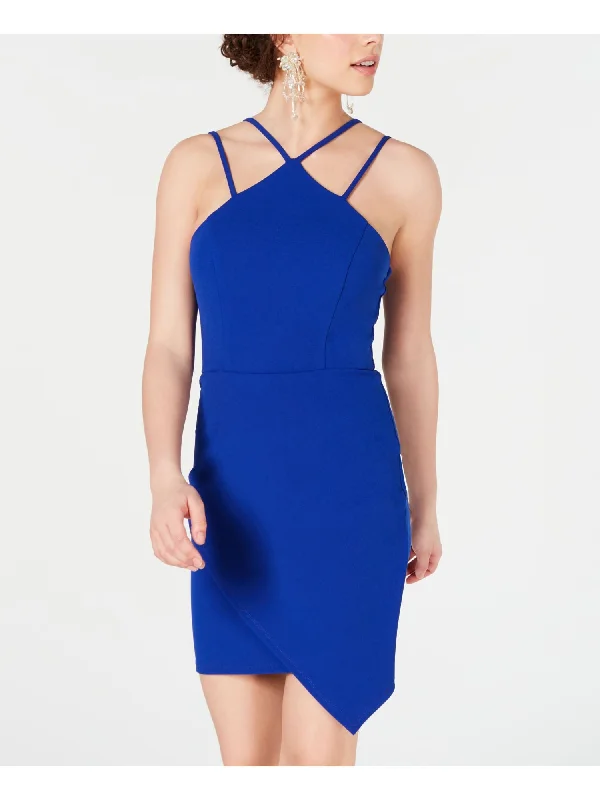 SEQUIN HEARTS Womens Blue Sleeveless Body Con Dress