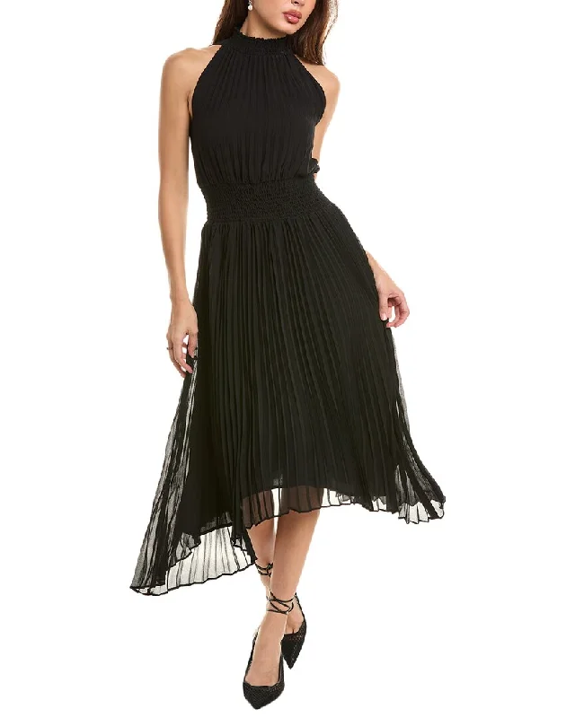 1.STATE Pleated Halter Midi Dress