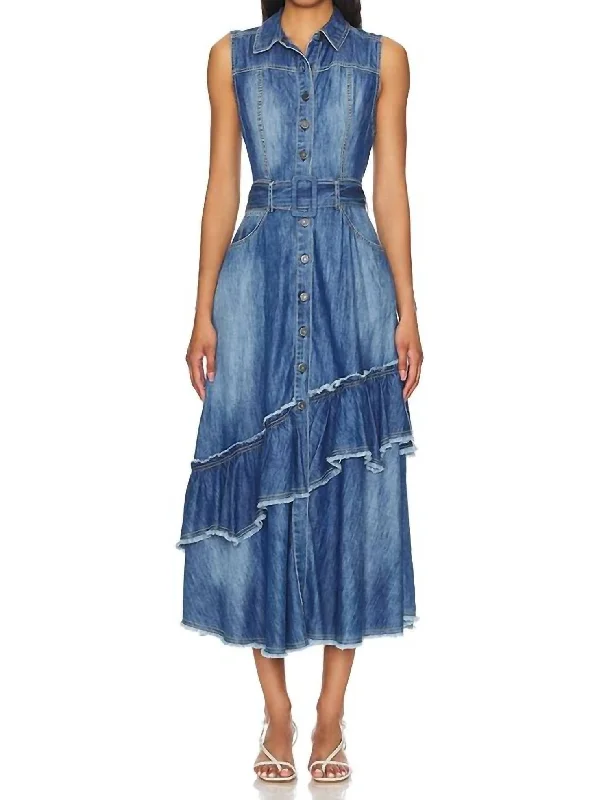 Beau Midi Dress In Blue Grass