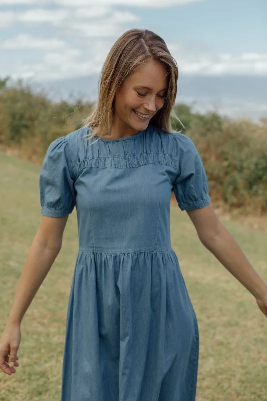 DENIM BLUE MIDI DRESS