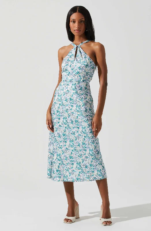 Sandrine Floral Halter Midi Dress