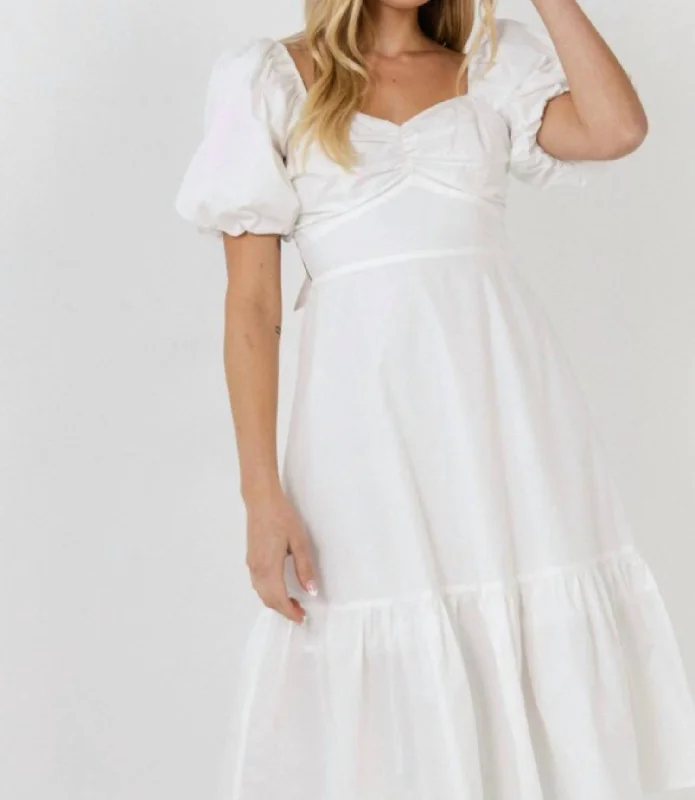 Sweetheart Midi Dress In White