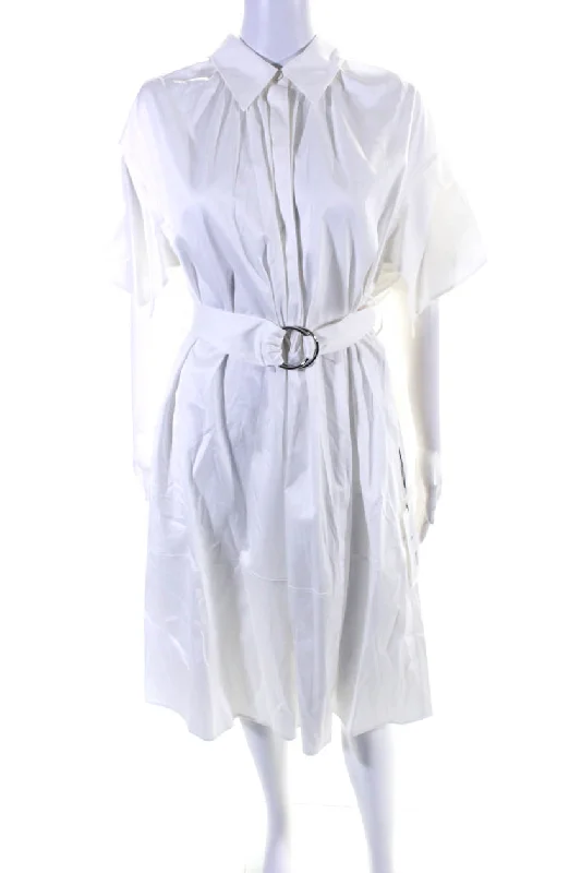 Adeam Womens Belted Shirt Dress White