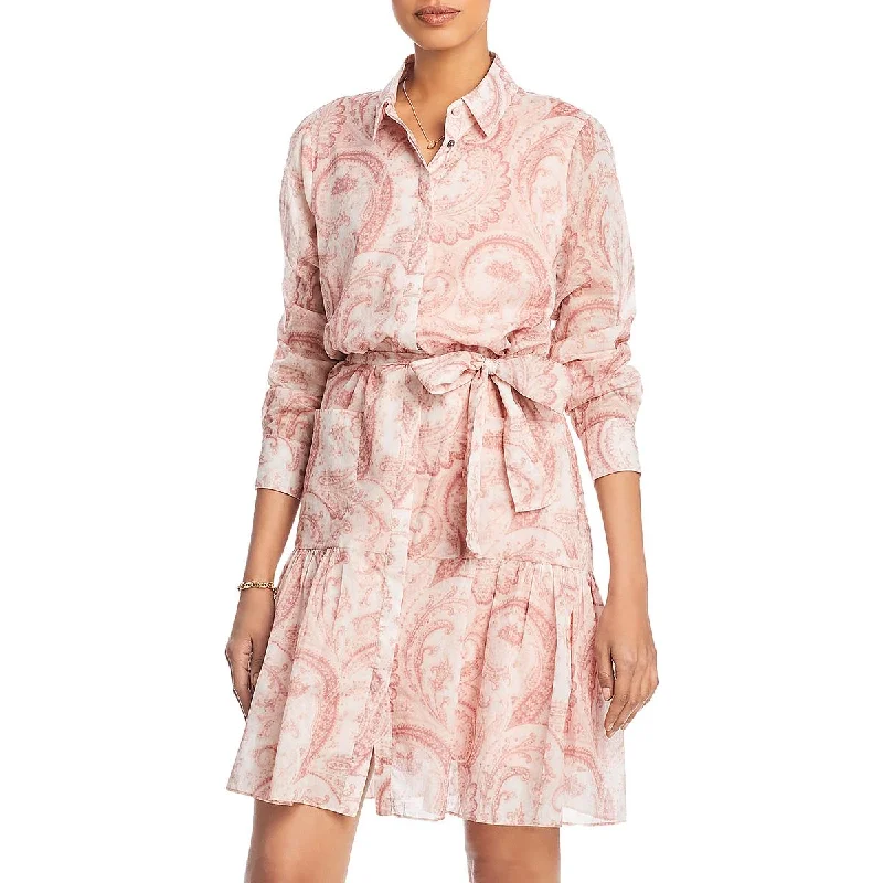 Cold Womens Paisley Knee-Length Shirtdress