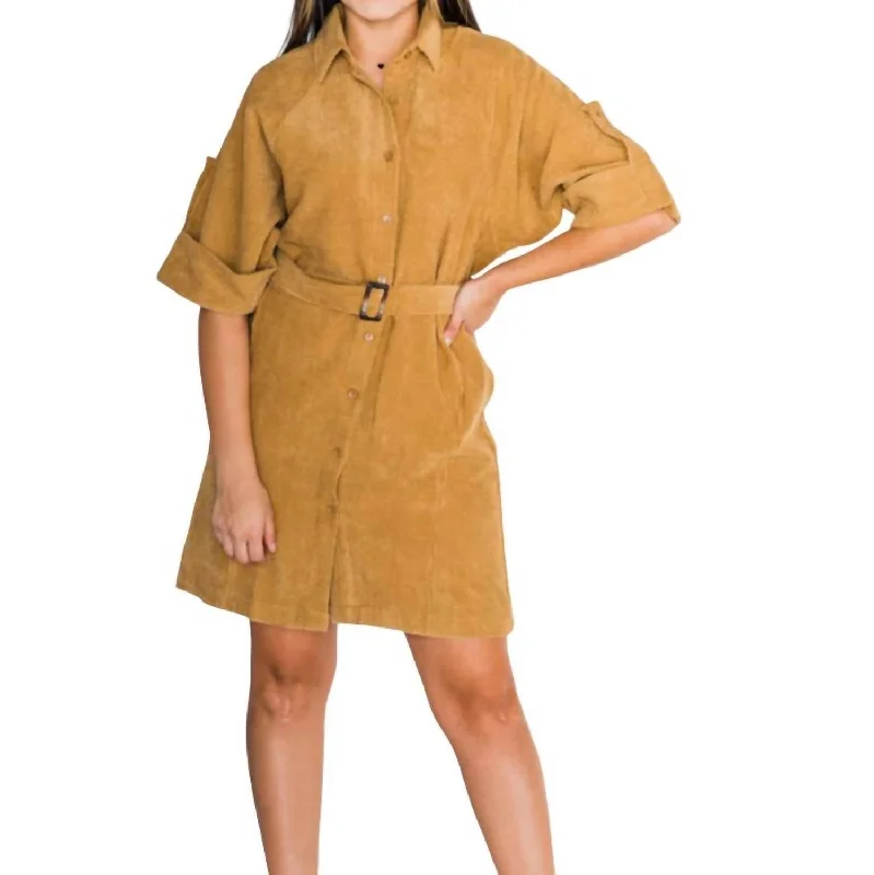 Corduroy Shirtdress In Natural