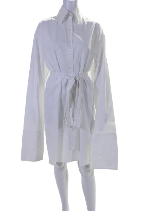 Marques Almeida Womens Button Down Belted Shirt Dress White