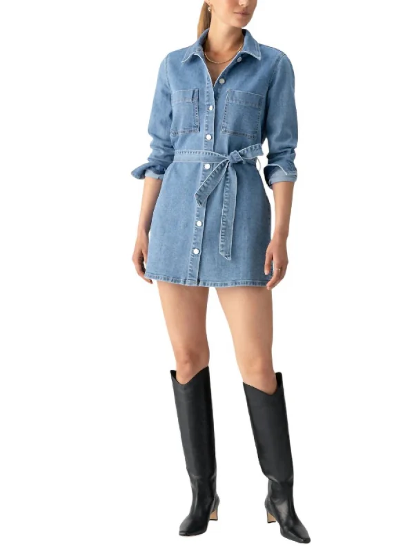 Utility Shirt Dress In Denim Blue