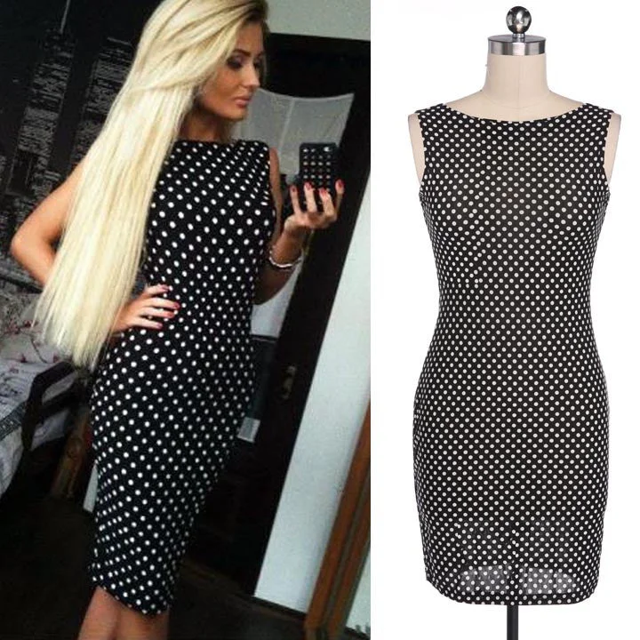 Backless Dots Knee-length Bodycon Dress