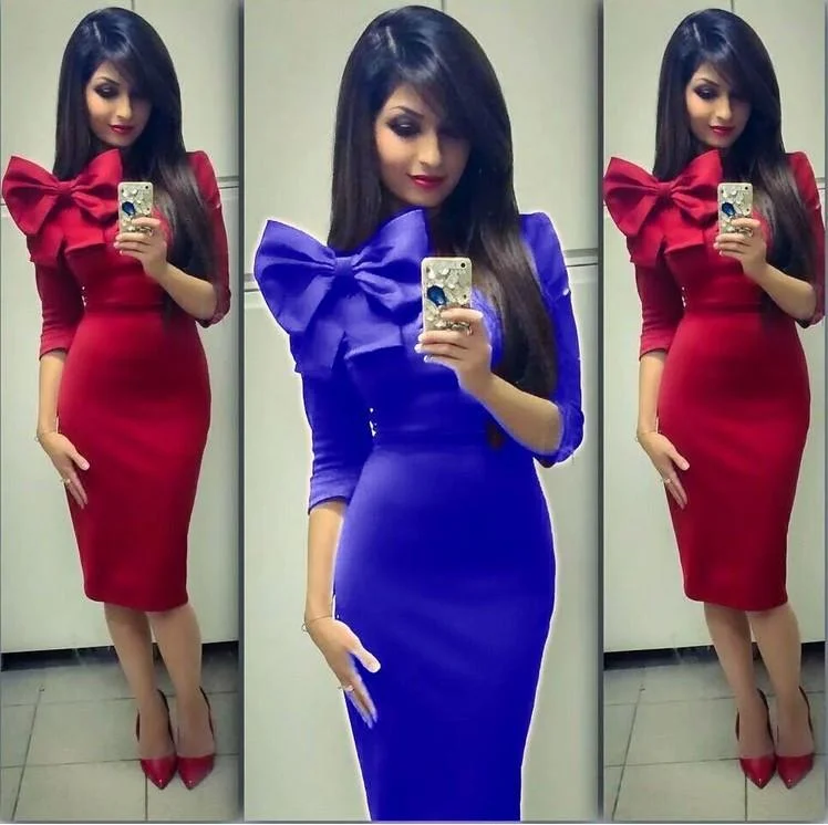 Bow Knot Bodycon Knee-length Pencil Dress