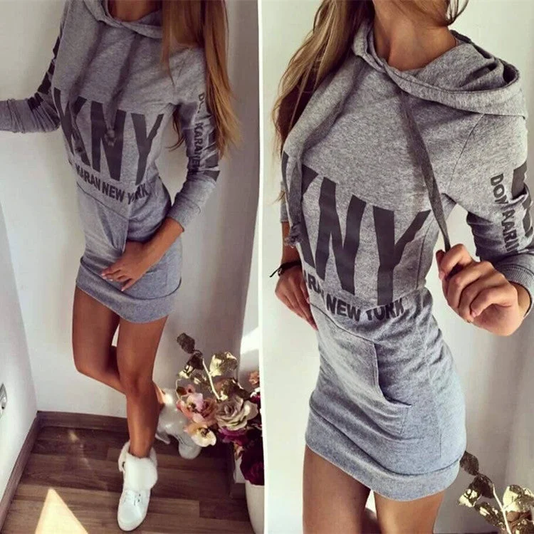 Letter Print Drawstring Bodycon Short Dress